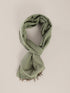 Hand embroidered striped linen-cotton scarf
